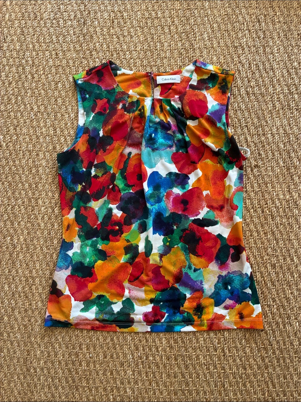 Calvin Klein Multicolor Abstract Floral Sleeveless Top